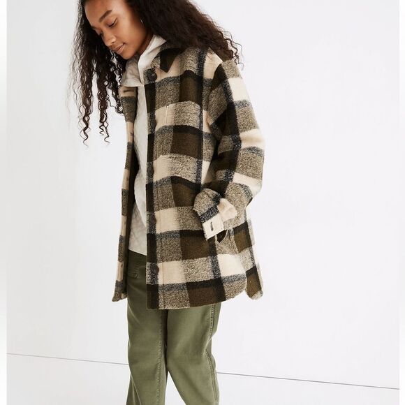 Madewell Belrose Shirt-Jacket in Maran Plaid Sz L - Picture 2 of 11